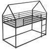 Liam House Bunk Bed with Built-in Ladder and Metal Frame,Twin Over Twin Size,Black  | Lits superposes Liam en forme de maison avec echelle integree et cadre en metal, taille Twin sur Twin, noir