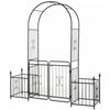 Outsunny 7.2ft Metal Garden Arbor Arch With Double Doors, 2 Side Planter Baskets, Climbing Vine Fram|Outsunny - Arche De Jardin En Metal De 87 Pouces Avec Double Porte, 2 Paniers A Plantes Lateraux, Ca