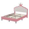 Lily Lovely Crown Fantasy Princess Bed with Tufted PU Leather Headboard,Full Size Full Bed | Lily Lit de Princesse Fantaisie Couronne Elegante avec Tete de Lit en Cuir PU Capitonne, Taille Double