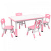 Qaba Kids Table And Chair Set With 4 Chairs, Adjustable Height, Easy To Clean Table Surface, For 1.5|Qaba Ensemble De Table Et Chaises Pour Enfants Avec 4 Chaises, Hauteur Reglable, Surface De Table Fa