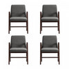 Stella Modern Velvet Wood Armchair in Graphite - Set of 4 | Fauteuil moderne Stella en velours avec accoudoirs en bois, graphite - Lot de 4