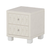Sophia Elegant Velvet Nightstand with Drawers and Button-Tufted Design,Beige