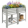 Outsunny Raised Garden Bed with Storage Shelf 31.5", Silver