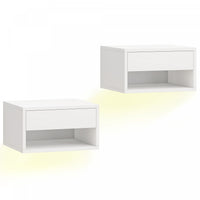 HOMCOM Floating Nightstand Set of 2 with RGB LED Lights App Control