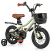 Costway 12" Kid's Bike With Training Wheels Adjustable Handlebar & Seat Handbrake Green