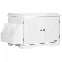 Pawhut Hidden Litter Box Enclosure Cat Furniture With Storage, Adjustable Divider, Indoor Pet House