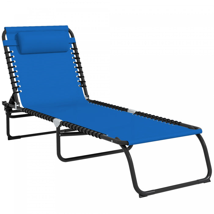 Outsunny Outdoor Folding Lounge Chair, Navy Blue