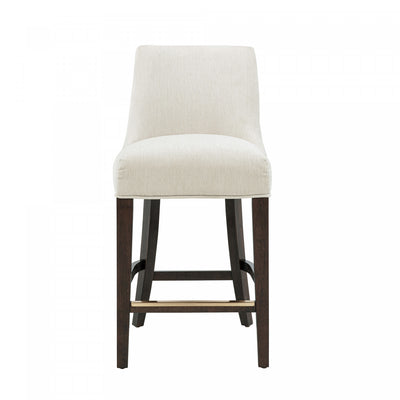 Beever Modern Wood Chenille Counter Stool in Cream | Tabouret de comptoir moderne en bois et chenille Beever, coloris creme