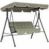 Outsunny 3-seat Patio Swing Chair With Adjustable Canopy Green And Brown|Outsunny Balancoire De Patio 3 Places Avec Auvent Reglable, Vert