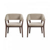 Blake Modern Faux Mohair Wood Armchair in Natural - Set of 2 Dining Chair | Fauteuil Blake moderne en faux mohair avec accoudoirs en bois, naturel - Lot de 2