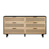 59" Mila Modern 6 Drawer Rattan Storage Cabinet with Engineered Wood Frame - Black | Meuble de rangement moderne Mila a 6 tiroirs en rotin avec structure en bois manufacture, noir, 150 cm