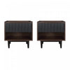 Duane Mid-Century Modern 20" Fluted Nightstand in Black (1-Drawer) - Set of 2 | Table de nuit Duane style milieu du siecle 20" cannelee noire (1 tiroir) - Lot de 2