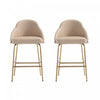 Gracie Modern Metal Upholstered Counter Stool in Tan and Gold - Set of 2 | Tabouret de comptoir moderne en metal Gracie, rembourre, coloris beige et dore - Lot de 2