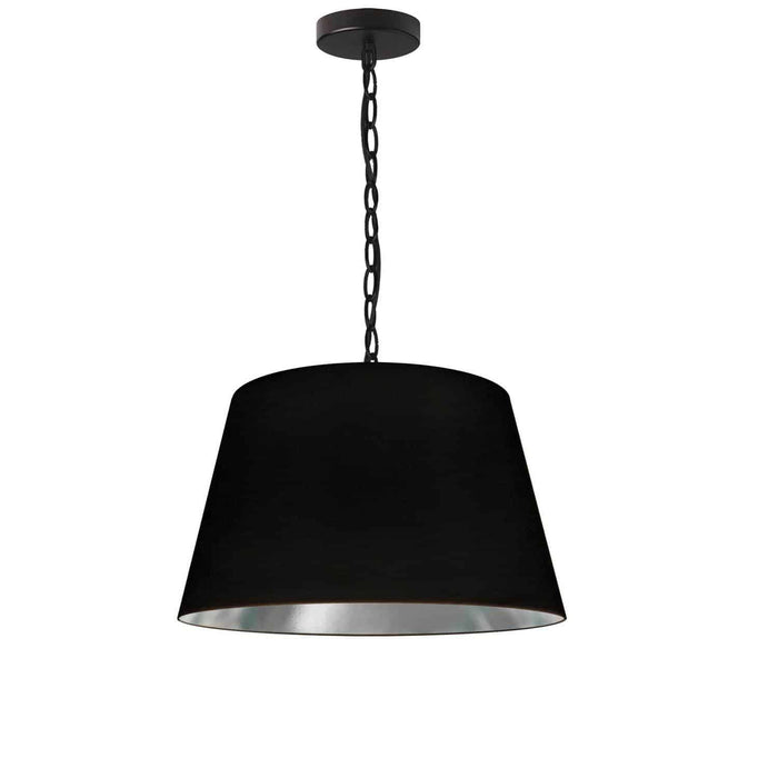 Dainolite Brynn 1 Light Pendant Small Black Finish Black/Silver Shade Lamp