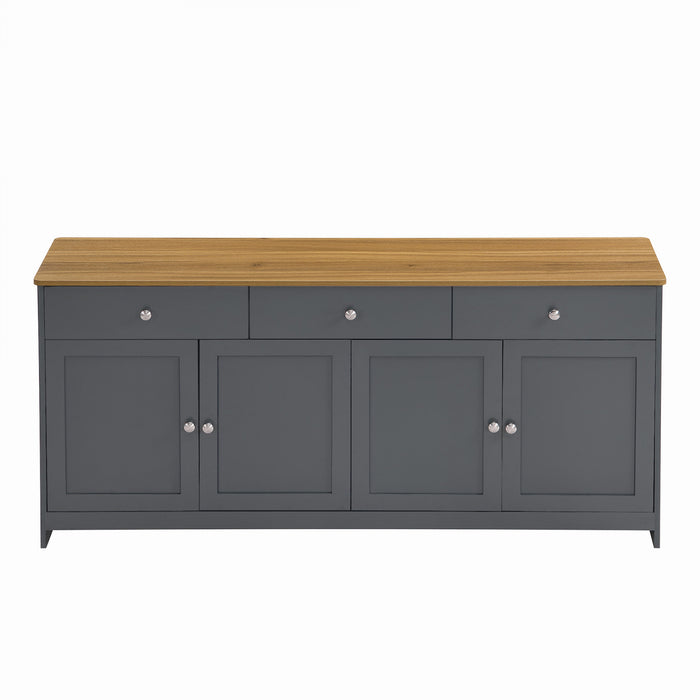 Grace 55.1\" Rustic Wood Buffet Cabinet with Doors and Drawers,Grey Accent Cabinet