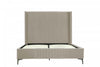Promenade Mid-Century Modern Upholstered Velvet Queen Bed in Rustic Taupe | Lit Queen Promenade style milieu du siecle moderne en velours capitonne, coloris taupe rustique