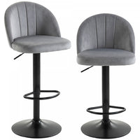 HOMCOM Bar Stools Set of 2, Swivel Counter Height Barstools, Grey