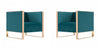 Trillium Mid-Century Modern Velvet Lounge Chair in Teal - Set of 2 | Fauteuil lounge en velours Trillium style milieu du siecle, couleur sarcelle - Lot de 2