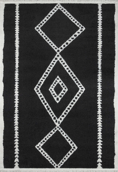 Zelda Contemporary 9'10\" x 12'10\" Area Rug in Black Indoor Area Rug