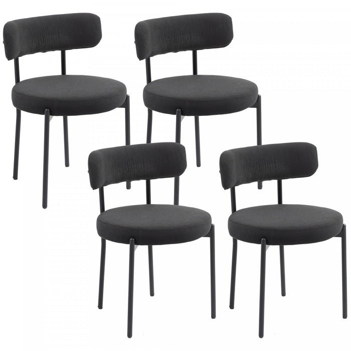 HOMCOM Dining Chairs Set of 4 Kitchen Chairs with Steel Legs, Black