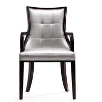 Manhattan Comfort Set of 2 Fifth Avenue Faux Leather Dining Chairs - Silver & Walnut