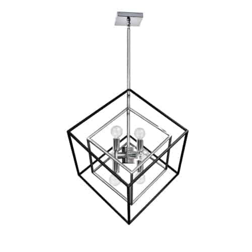 Dainolite Kappa 6 Light Pendant Polished Chrome/Matte Black Finish Lamp