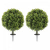 HOMCOM 2PC Artificial Boxwood Topiary Balls, Fake Plants with Ground Stake