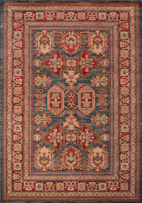 Lena Traditional 9'3\" x 12'6\" Area Rug in Blue Indoor Area Rug