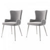 Luna Velvet Dining Chairs with Tufted Upholstered and Gold Metal Legs Set of 2, Grey  | Chaises de salle a manger Luna en velours avec revetement capitonne et pieds metalliques dores, lot de 2, gris