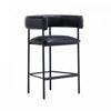 Onda Contemporary Vegan Leather Metal Counter Stool in Black | Tabouret de comptoir contemporain Onda en cuir vegetalien et metal, coloris noir