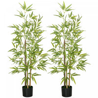 HOMCOM 2 Piece 4ft Artificial Tree Bamboo for Indoor Home Decor