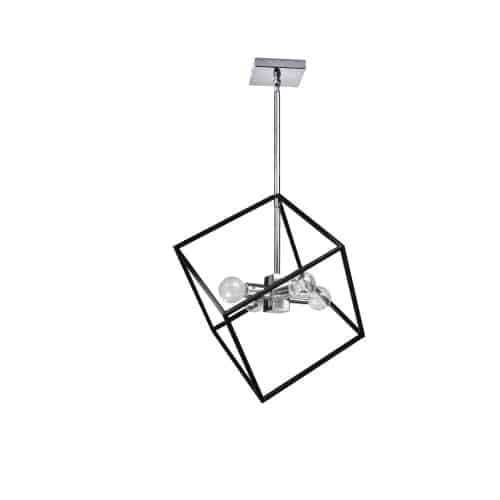 Dainolite Kappa 4 Light Pendant Polished Chrome/Matte Black Finish Lamp