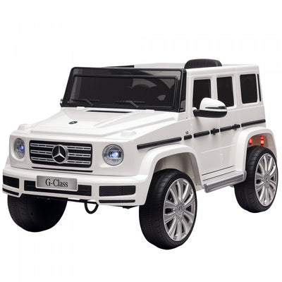 Aosom 12v Electric Car For Kids, Mercedes Benz G500 Licensed Battery Powered Kids Ride On Car With Remote Control, Music, Lights, Mp3, Suspension Wheels For 37-96 Months, White