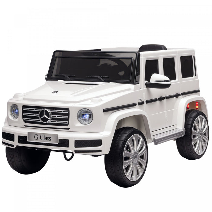 Aosom 12v Electric Car For Kids, Mercedes Benz G500 Licensed Battery Powered Kids Ride On Car With Remote Control, Music, Lights, Mp3, Suspension Wheels For 37-96 Months, White