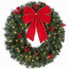 HOMCOM 24 in Pre-Lit Crestwood Spruce Artificial Christmas Wreath, Green