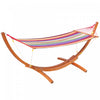 Outsunny 10' Outdoor Swing Hammock, Hammock With Wood Stand Rainbow Bed, Heavy Duty Roman Arc Hammoc|Hamac A Balancoire Outsunny Avec Lit De Jardin En Bois Dur