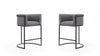 Cosmopolitan Mid-Century Modern Metal Upholstered Counter Stool in Gray - Set of 2 Bar Stool | Tabouret de comptoir moderne du milieu du siecle en metal et tissu gris Cosmopolitan - Lot de 2