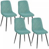 HOMCOM Dining Chairs Set of 4, Kitchen Chair with Metal Legs, Green