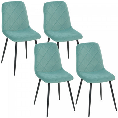 HOMCOM Dining Chairs Set of 4, Kitchen Chair with Metal Legs, Green