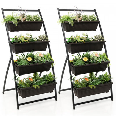 Costway 2pcs 5 Ft 4-tier Vertical Raised Garden Bed Elevated Planter W/4 Container Boxes