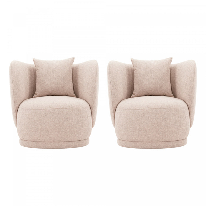 Siri Modern Upholstered Lounge Chair in Wheat - Set of 2