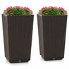 Costway 2pcs Outdoor Wicker Flower Pot 22.5"tall Planters With Drainage Hole Coffee