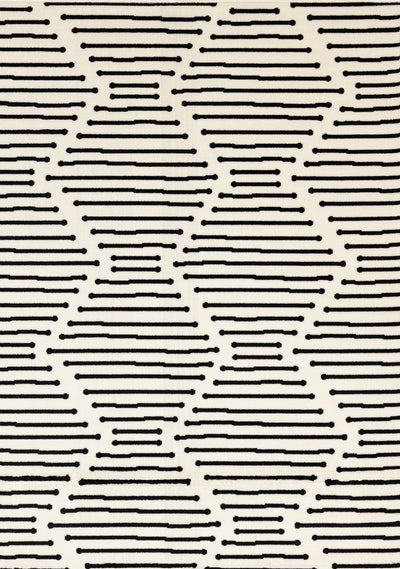 Forte Black White Stripes Area Rug - 5'3" x 7'5"|Carpette Forte noire et blanche à motif de rayures - 5 pi 3 po x 7 pi 5 po