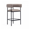 Onda Contemporary Vegan Leather Metal Counter Stool in Taupe | Tabouret de comptoir contemporain Onda en cuir vegetalien et metal, coloris taupe