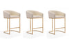 Louvre Mid-Century Modern Metal Upholstered Counter Stool in Cream - Set of 3 | Tabouret de comptoir rembourre en metal style mid-century Louvre, creme - Lot de 3