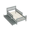 Emma Wood Platform Bed with Guardrails and Storage Drawers,Twin Size - Grey | Emma – Lit Plateforme en Bois avec Barrieres de Protection et Tiroirs de Rangement, Format Simple - Gris