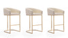 Louvre Mid-Century Modern Metal Upholstered Barstool in Cream - Set of 3 | Tabouret de bar rembourre en metal style mid-century moderne Louvre, creme - Lot de 3