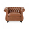 Gibbon Comfy Faux Leather Upholstery Arm Chair With Tufted Back,brown Accent Chair | Gibbon Fauteuil Confortable Avec Revetement En Similicuir Et Dossier Capitonne, Marron