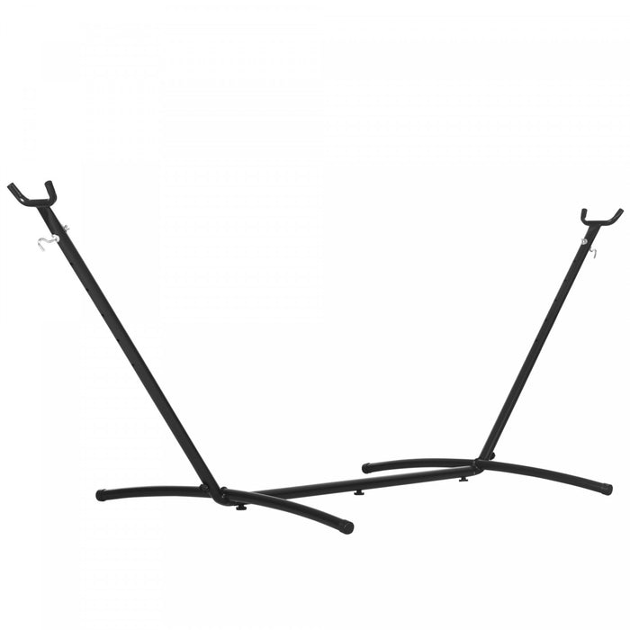 Outsunny 9.2'l Adjustable Hammock Stand Only, Heavy Duty Universal Garden Outdoor Camping Picnic Sun Bed Swing Metal Frame W/ Six Holes To Adjust, Black