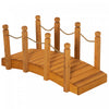 Outsunny 4ft Wooden Garden Bridge Arc Footbridge With Hemp Rope Railings & Solid Fir Construction, O|Outsunny 4 Ft Pont De Jardin En Bois De Sapin Avec Balustrades Cordes De Chanvre Orange